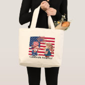Grand Tote Bag Fêter le drapeau américain (Devant (produit))