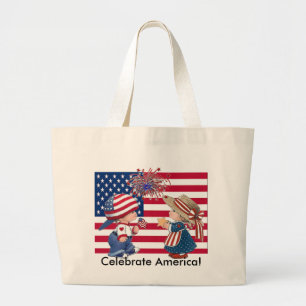 Grand Tote Bag Fêter le drapeau américain