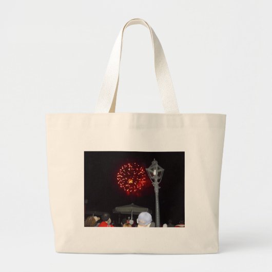 Grand Tote Bag Feu d'artifice rouge avec image Lamppost (Devant)