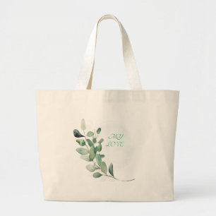 Grand Tote Bag Feuilles de l'Eucalyptus vert