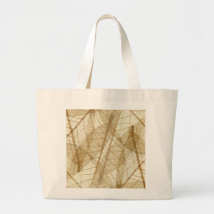 Grand Tote Bag Feuilles en dentelle beige crème pâle