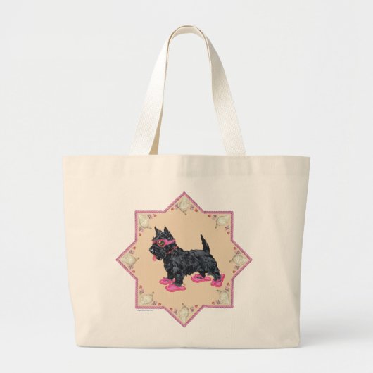 Grand Tote Bag Feuilles roses (Devant)