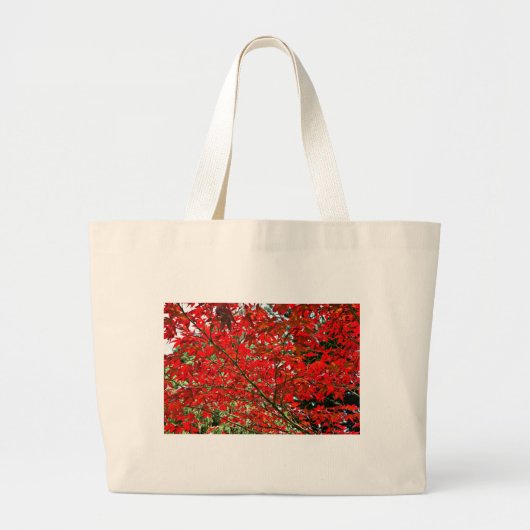 Grand Tote Bag Feuilles rouges (Devant)