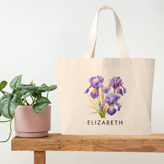 Grand Tote Bag Février Mois de naissance Fleur Cadeau personnalis