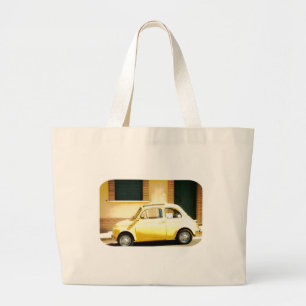Grand Tote Bag Fiat jaune vintage 500 en Italie