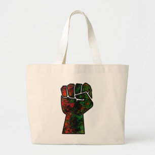 Grand Tote Bag fierté noire drapeau rouge vert poing panafricain 