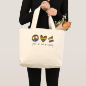 Grand Tote Bag Fierté Paix Aimer Égalité Florale (Devant (produit))