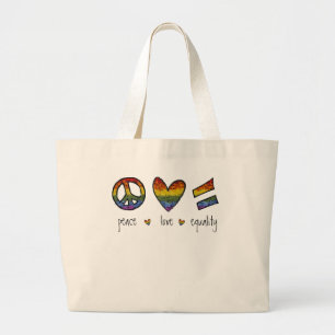 Grand Tote Bag Fierté Paix Aimer Égalité Florale