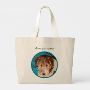Grand Tote Bag Fil Fox Terrier Peinture de chiot tricolore Peintu
