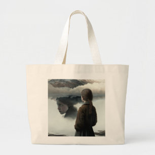 Grand Tote Bag Fille avec des nuages