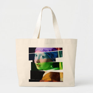 Grand Tote Bag Fille avec une boucle d'oreille de perle ÉPISSÉE