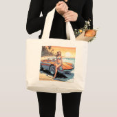 Grand Tote Bag Fille avec voiture de sport (Devant (produit))