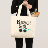 Grand Tote Bag Fille de plage avec des lunettes de soleil (Devant (produit))