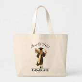 Grand Tote Bag Fille Diplômée Année personnalisable (Devant)