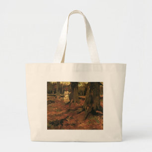 Grand Tote Bag fille en blanc dans les bois, Vincent van Gogh