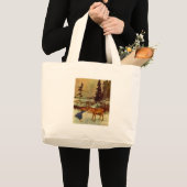 Grand Tote Bag Fille et rennes (Devant (produit))