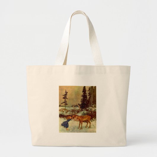 Grand Tote Bag Fille et rennes (Devant)