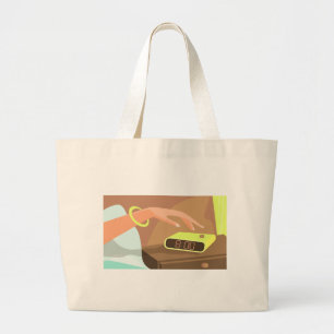 Grand Tote Bag Filles main poussant sur le bouton snooze du révei