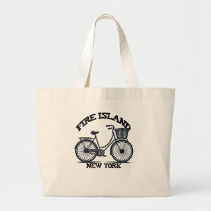 Grand Tote Bag Fire Island New York Bicyclette Bleue Vintage Vibe