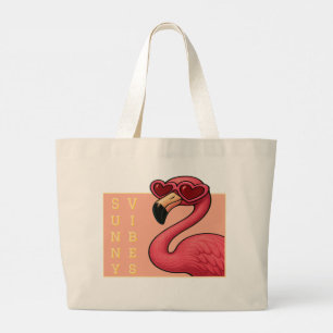Grand Tote Bag Flamant Rose Vibes Ensoleillées