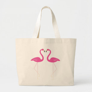 Grand Tote Bag Flamants roses de baiser Fourre-tout