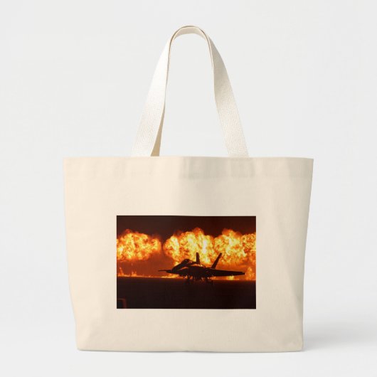 Grand Tote Bag Flammes Jet Fighter (Devant)