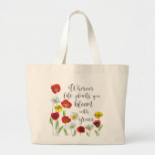 Grand Tote Bag Fleur à la pavot (Devant)