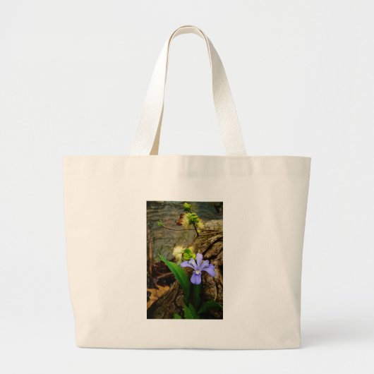 Grand Tote Bag Fleur blanche pourpre bleu Iris (Devant)