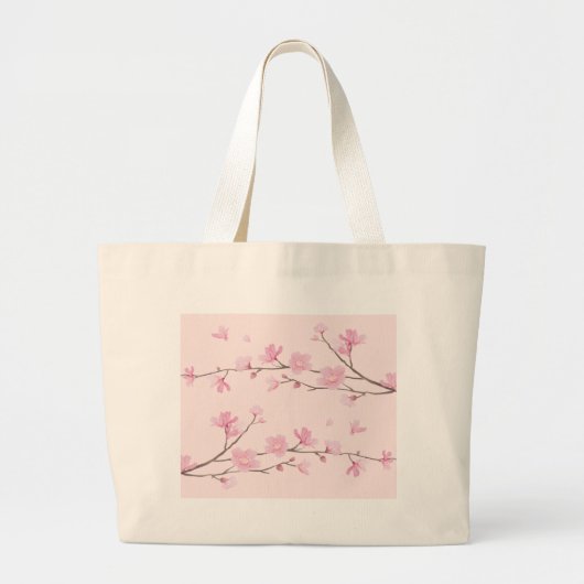 Grand Tote Bag Fleur de cerisiers - rose (Devant)