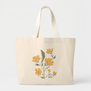Grand Tote Bag Fleur de Cosmos Jaune Beauté simple
