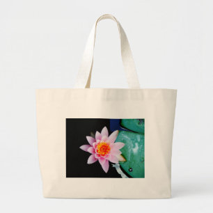 Grand Tote Bag Fleur de laine d'eau chaude rose et orange de lotu