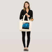 Grand Tote Bag Fleur de Lotus bleu (Devant (modèle))