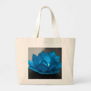 Grand Tote Bag Fleur de Lotus bleu