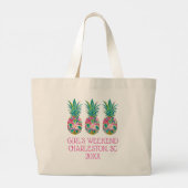 Grand Tote Bag Fleur de pin tropical rose et vert (Dos)