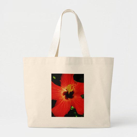 Grand Tote Bag Fleur d'Hibiscus rouge-orange (Devant)