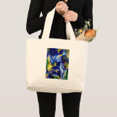 Grand Tote Bag Fleur d'iris bleue, peinture originale à l'aquarel (Devant (produit))
