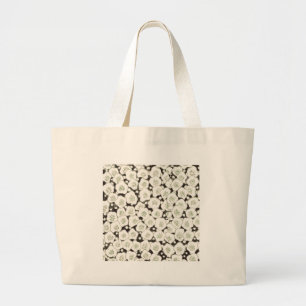 Grand Tote Bag Fleur japonaise vintage 1902 : Fleur noire et blan