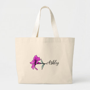 Grand Tote Bag Fleur Lit Rose Personnalisée
