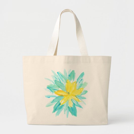 Grand Tote Bag fleur peinte à la main (Devant)