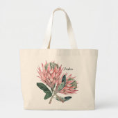 Grand Tote Bag Fleur Protea rose (Devant)