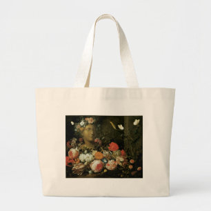 Grand Tote Bag Fleurs autour d'un buste classique