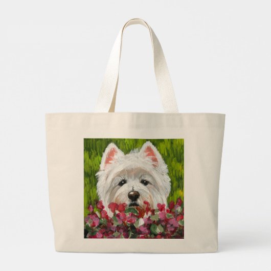 Grand Tote Bag Fleurs blanches et roses (Dos)