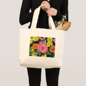 Grand Tote Bag Fleurs colorées (Devant (produit))
