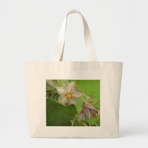 Grand Tote Bag Fleurs d'aubergine
