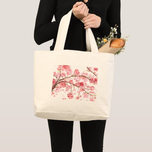 Grand Tote Bag Fleurs de cerisier rose Sakura Japonais (Devant (produit))