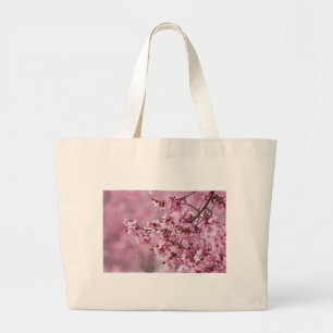 Grand Tote Bag Fleurs de Cerisier Sakura Pastel Rose Calquees