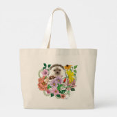 Grand Tote Bag Fleurs de hérisson mignonnes (Dos)