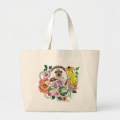Grand Tote Bag Fleurs de hérisson mignonnes (Devant)