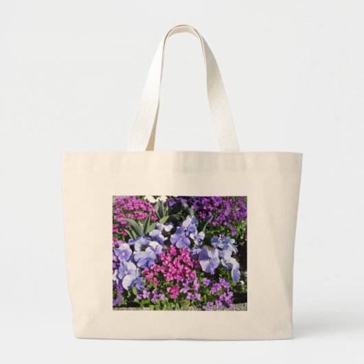 Grand Tote Bag Fleurs de printemps mauves (Devant)