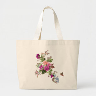 Grand Tote Bag Fleurs et papillon l Jardin du Bonheur